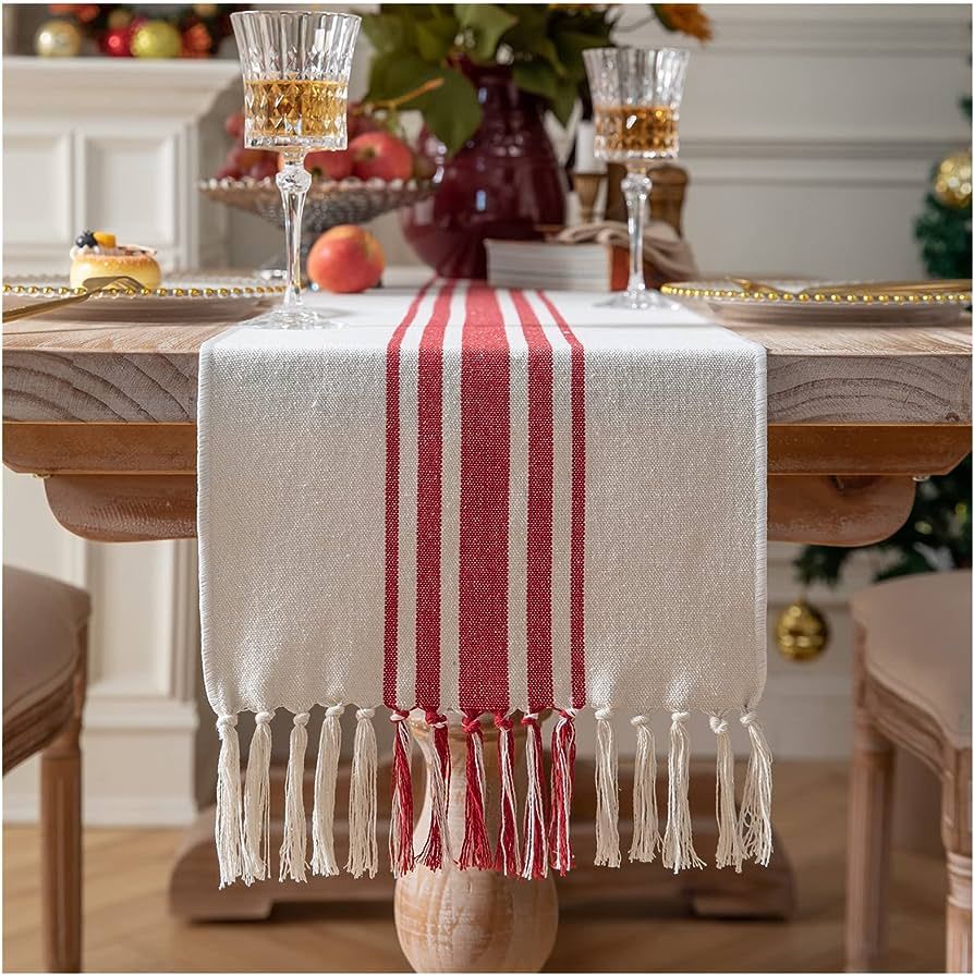 Christmas Table Runner 13 x 72 Inch for Dining Table, Boho décor Coffee Table Runner with Handcr... | Amazon (US)