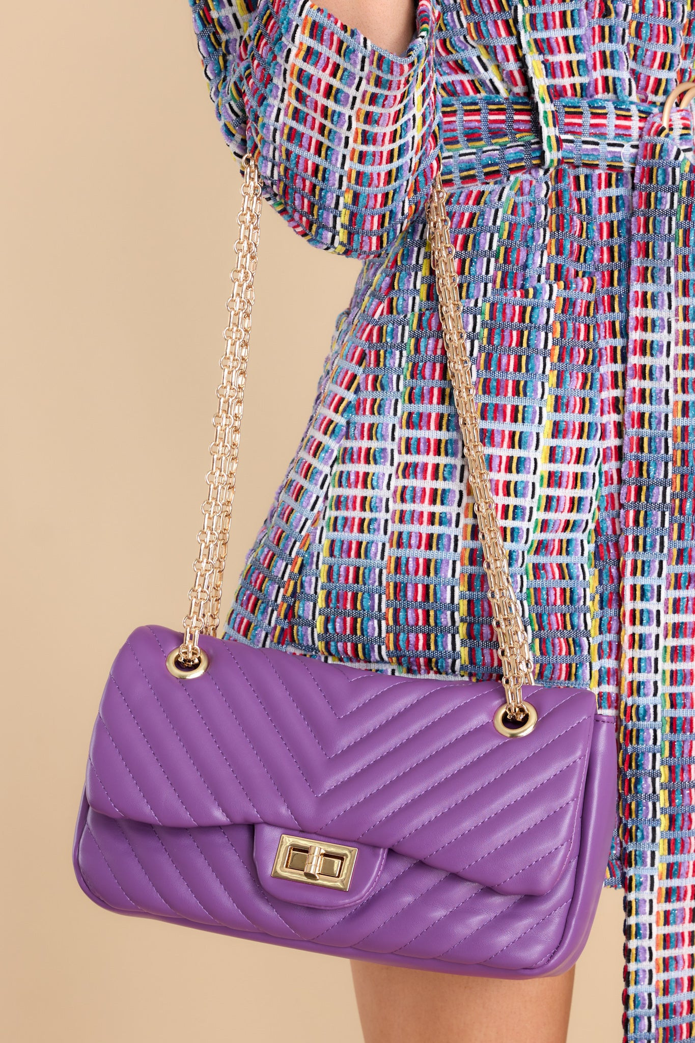 Serious About You Purple Chain Bag | Red Dress 