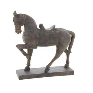 Brown Polystone Traditional Horse Sculpture | The Home Depot