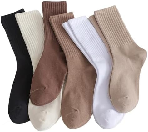 6 Pairs Cute Crew Socks for Women Fall Cotton Socks Granola Girl Aesthetic Long Slouch Socks Gift... | Amazon (US)