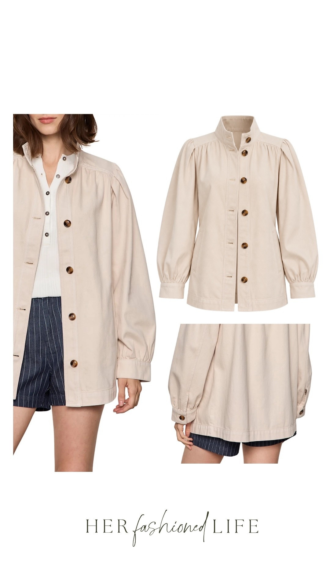 Our bestselling jacket of the week! The relaxed fit and feminine sleeves make this a great layering piece for fall. 🤍
