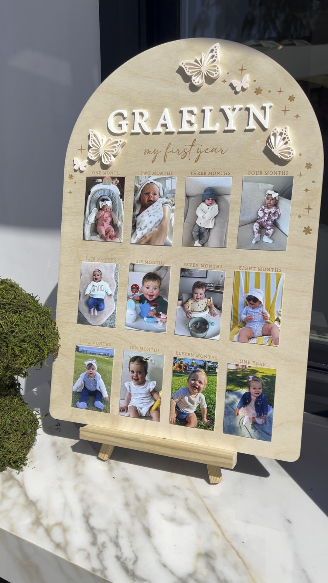First year birthday board 

Name Choice: White Acrylic
Butterfly Base Color: Bone Acrylic

Milestone photo board. First year  12 months photo. Fairy first birthday  

#LTKparties #LTKkids #LTKbaby