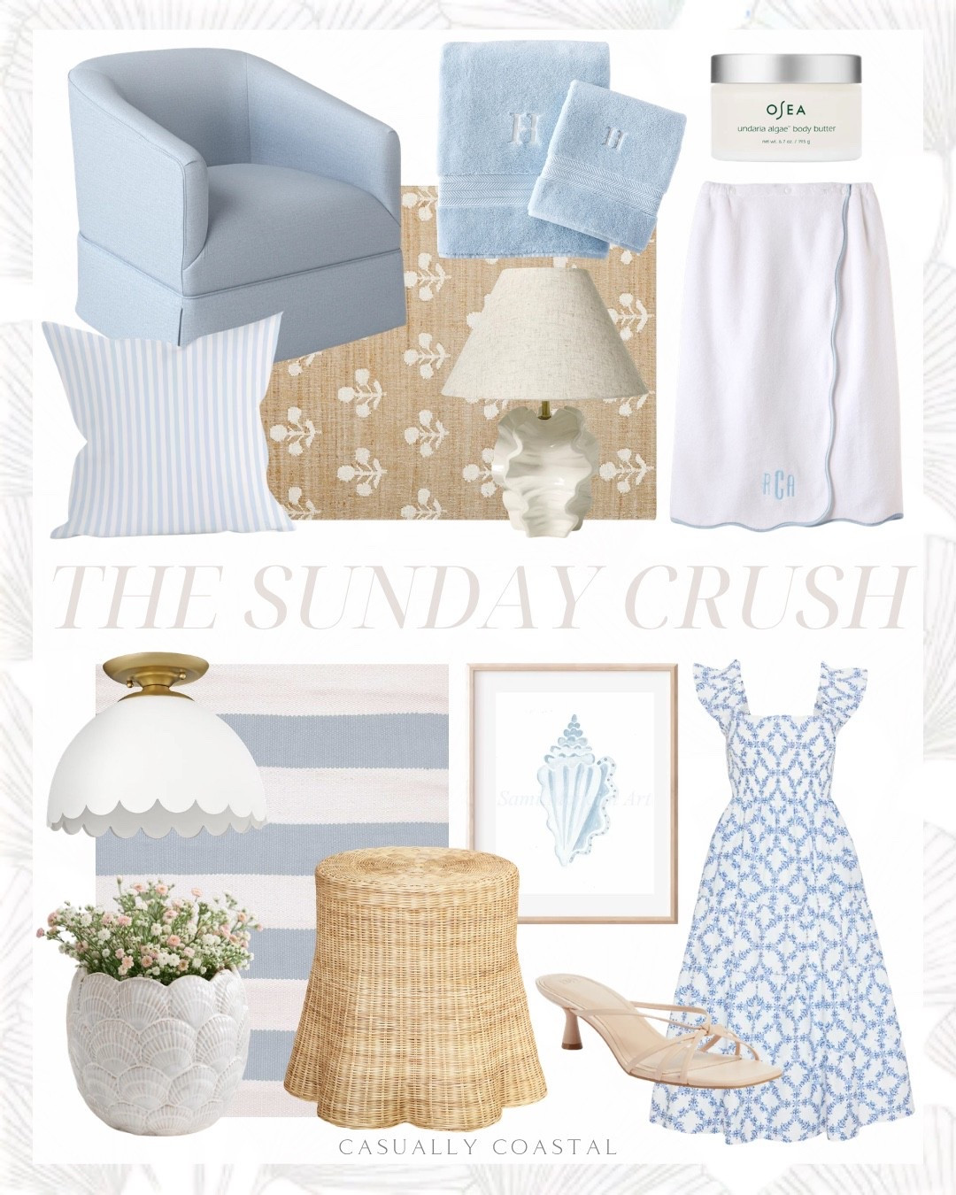 The Sunday Crush!

Coastal home, coastal dress, coastal rug, coastal decor, coastal lamp, coastal em table, coastal pillow cover, coastal accent chair, neutral rug, striped rug, woven rattan end table, glass semi flush mount, wayfair home decor, wayfair rug, blue and ivory indoor/outdoor rug, coastal shell table lamp, upholstered swivel barrel chair, blue swivel chair, wool and jute area rug, 5x8 rug, affordable rug, scalloped spa towel wrap, hydrocotton towels, Hill house nap dress, blue and white dress, tan cream sandals, heeled sandals, Etsy wall art, seashell watercolor print, Etsy pillow cover, blue and white striped pillow cover, seashell ceramic planter, coastal planter, osea body butter 

#LTKHome