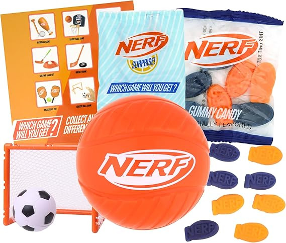 Nerf Mini Sports Gift Set, Surprise Tabletop Game and Gummies, Desk Accessories, Sport May Vary | Amazon (US)