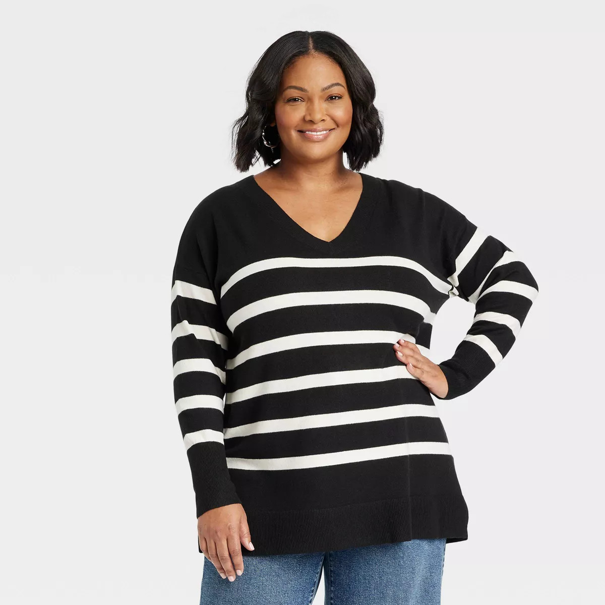 Women's Cozy Knit V-Neck Tunic Pullover Sweater - Ava & Viv™ | Target