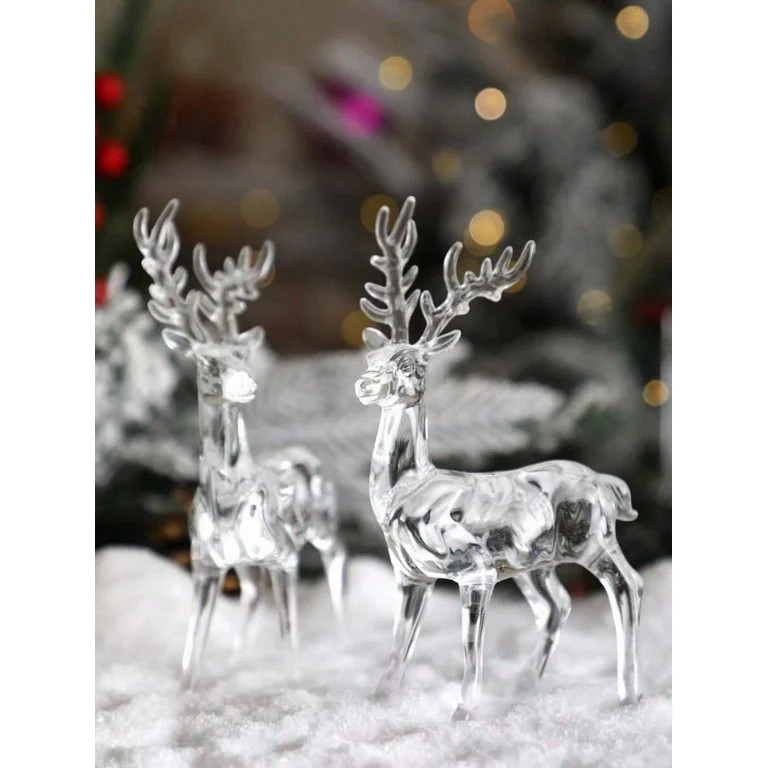 1Pc Elegant Crystal Reindeer Decoration, Clear Acrylic Holiday Figurine, Festive Ornament For Hom... | Walmart (US)