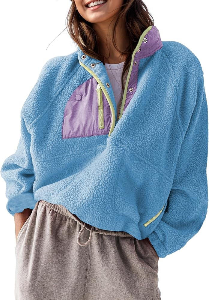 AMEBELLE Women’s Lightweight Fleece Pullover Jacket Cropped Fall Winter Fuzzy Sherpa Jacket Swe... | Amazon (US)