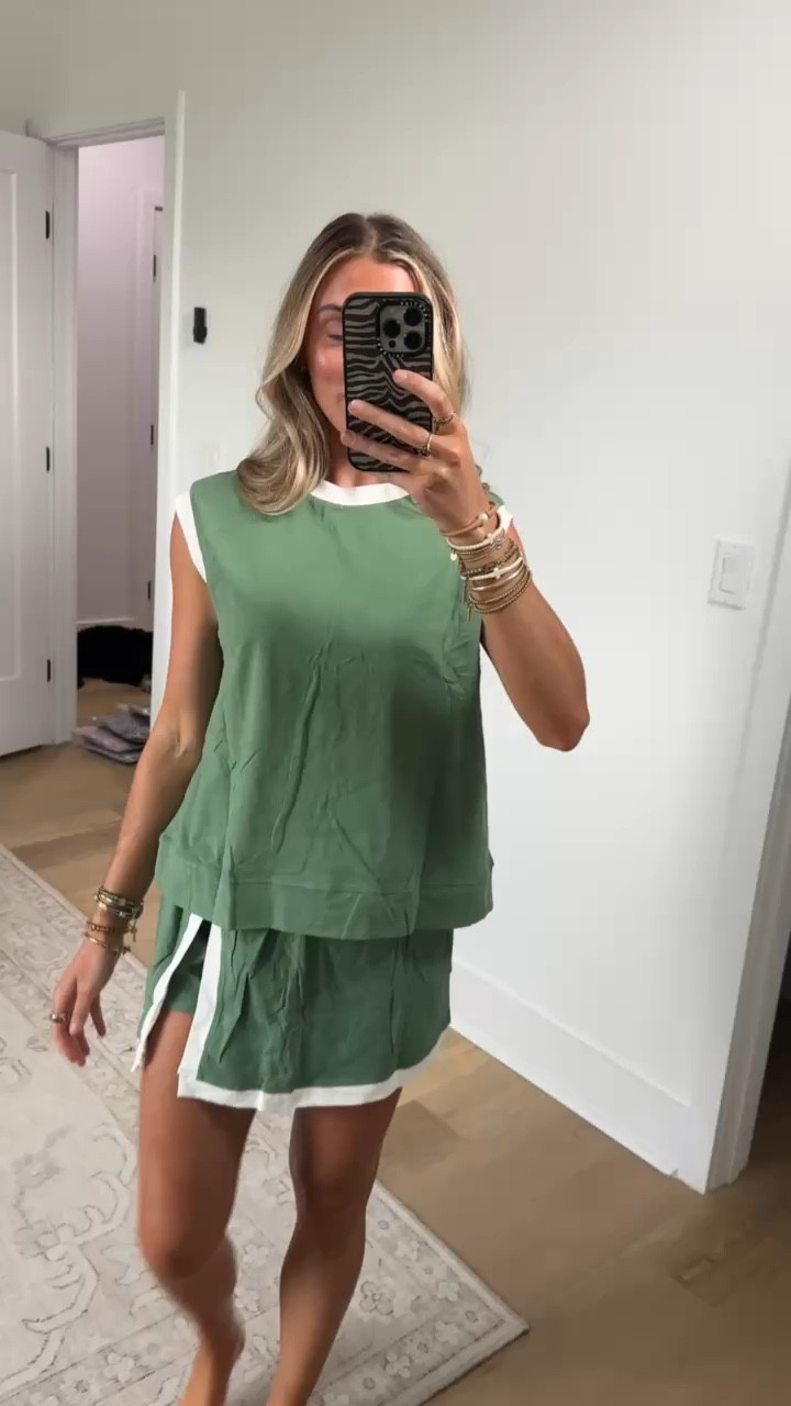 Amazon size small SeekMe Women's 2 Piece Outfits Summer Casual Color Block Tank Top and High Waisted Split Skirt Set with Built in Shorts

#LTKootd #LTKSaleAlert #LTKdayinmylife