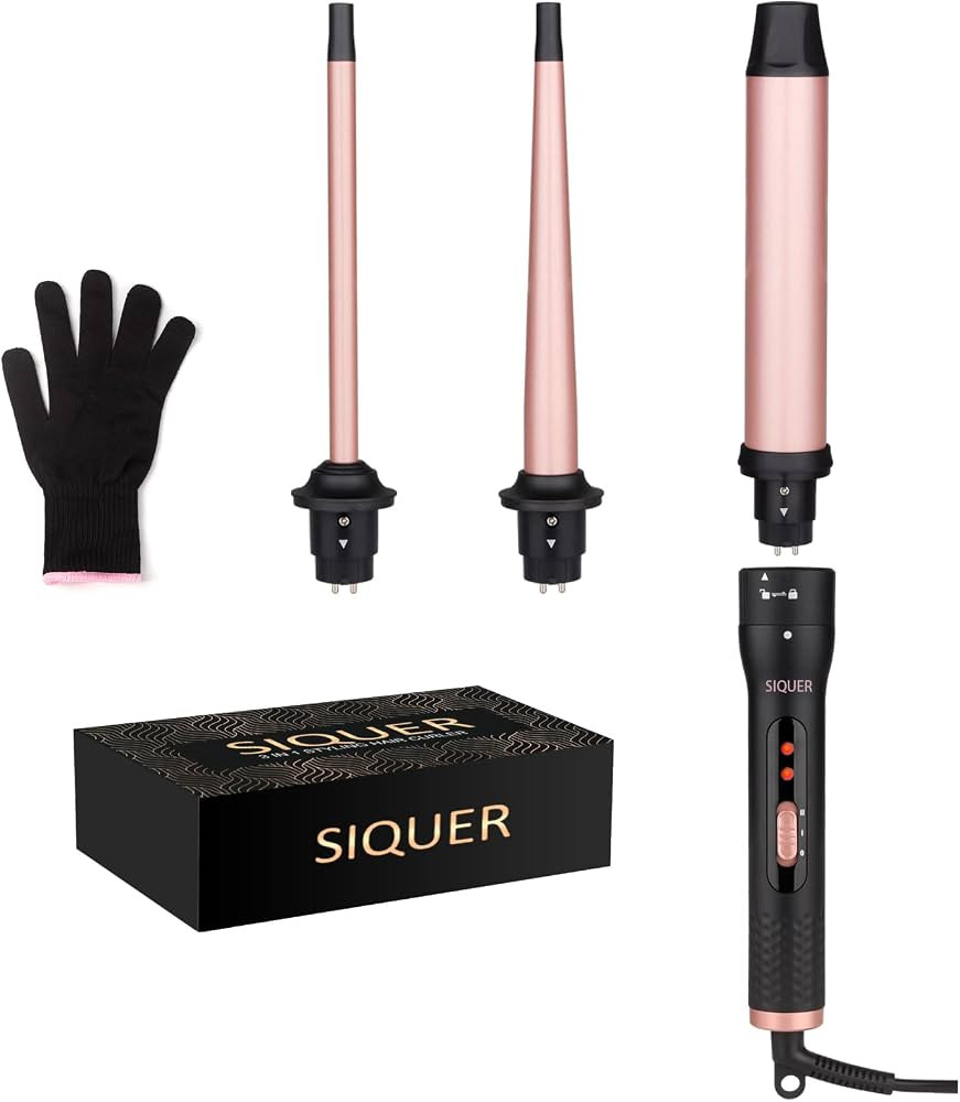 3 in 1 Curling Wand Set - SIQUER Hair Waver Curling Iron for Women with 3 Interchangable Ceramic ... | Amazon (US)