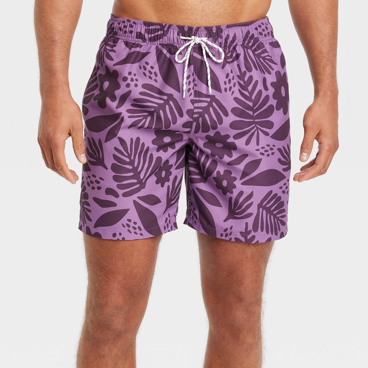 Men's 7" Floral Print Swim Shorts - Goodfellow & Co™ Lavender | Target