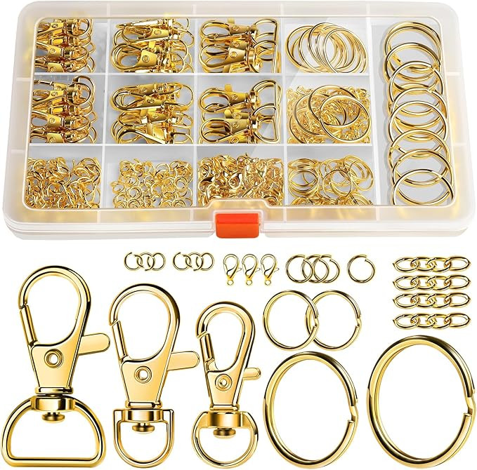 LEOBRO 265PCS Keychains Clips with Key Rings, Keychain Making Kit, Metal Lobster Claw Clasps and ... | Amazon (US)
