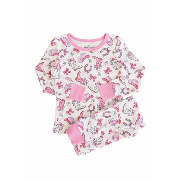 Girls' Caden Lane Two Piece Long Sleeve Pajama Set Toddler 2T Rodeo Dreams Pink | Scheels Sports