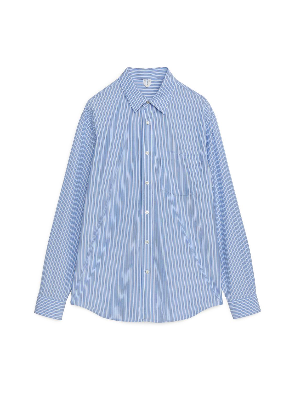 Striped Poplin Relaxed Shirt - Blue | ARKET (US&UK)