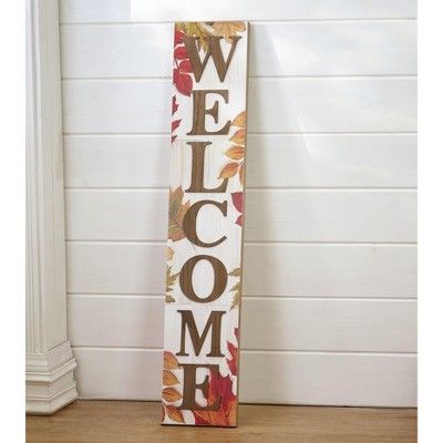 Lakeside Autumn Welcome Sign with Fall Leaves - Farmhouse Front Door Harvest Decoration | Target