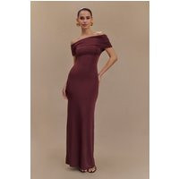 Imogen Off Shoulder Slinky Maxi Dress / Mahogany | MESHKI | L | MESHKI US