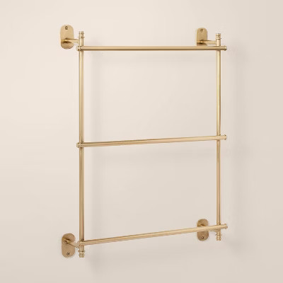Wall-Mounted Metal Ladder Towel Rack Brass Finish - Hearth & Hand™ with Magnolia | Target