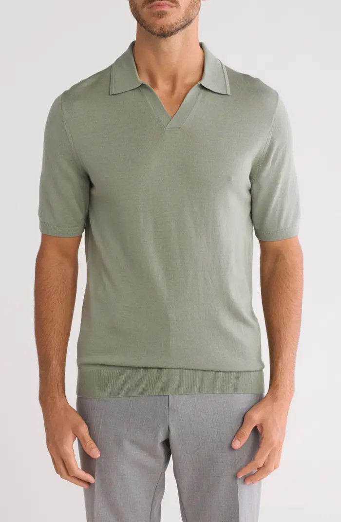 Duchie Johnny Collar Short Sleeve Wool Polo Sweater | Nordstrom Rack