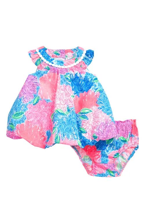 Lilly Pulitzer® Paloma Bubble Dress in Black Multi Beach House Blooms at Nordstrom, Size 3-6M | Nordstrom