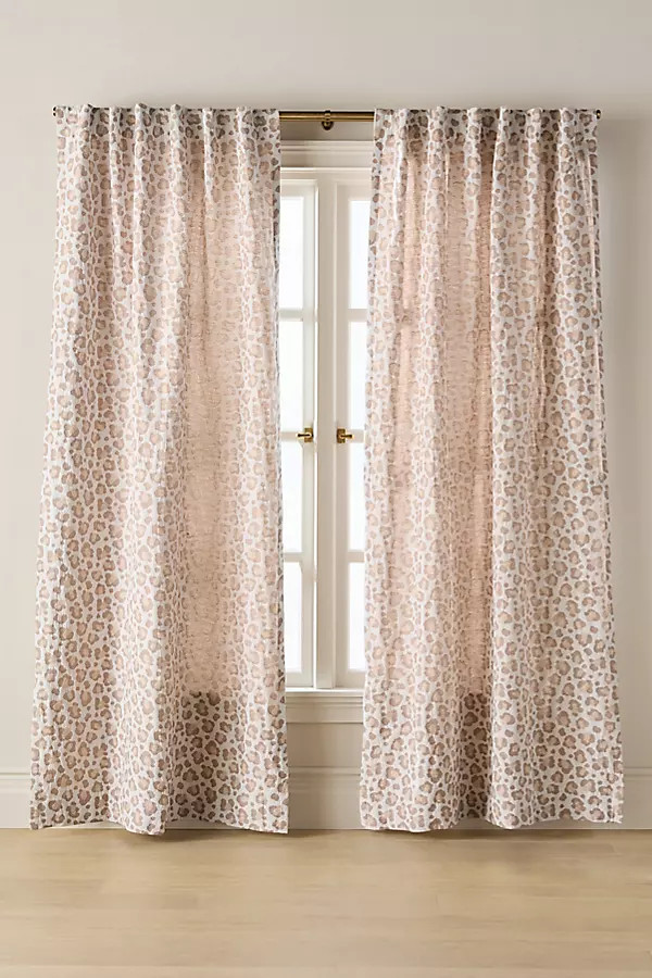 Cotton Blend Jacquard Printed Cheetah Curtain | Anthropologie (US)