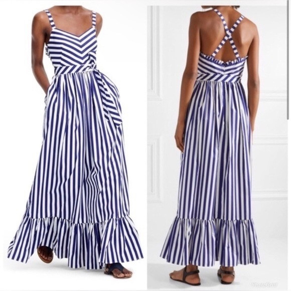 J. Crew Blue and White Striped Maxi Dress | Poshmark