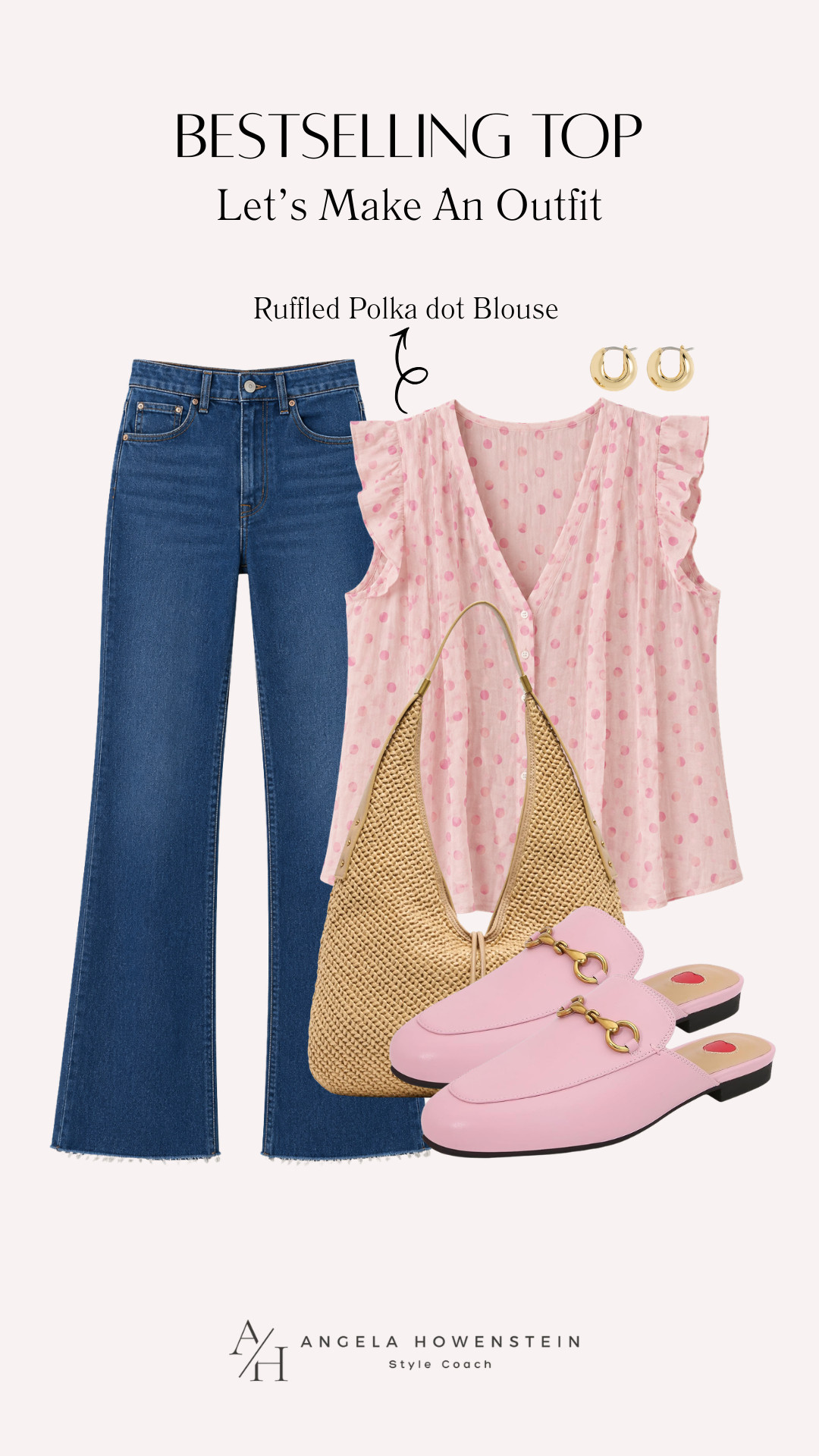 This bestselling Ruffled Polka Dot Blouse adds the sweetest touch to everyday denim. Paired with fray hem flare jeans, a woven hobo bag, and pink loafers, it’s a feminine outfit that’s perfect for lunch with friends, weekend shopping, brunch, or casual Fridays when you want to add a little color to your day.

👩‍💻 LTK PRO TIPS
❤️ Heart = Support my posts ;-)
🔖 Save = Get sale & restock alerts for the things you love!
📋 Lists = Keep favorites organized (List ideas: Christmas, Birthdays, and Vacations!)
📲 Share = Send lists and products to a friend (or your daughters like me).
💬 Comment = Ask me anything, and I’ll answer. ;-) 

 #LTKootd #LTKSeasonal #LTKOver40