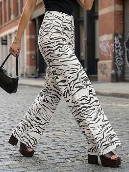 Cicy Bell Womens Wide Leg Jeans High Waisted Leopard Baggy Stretchy Denim Pants with Pockets | Amazon (US)