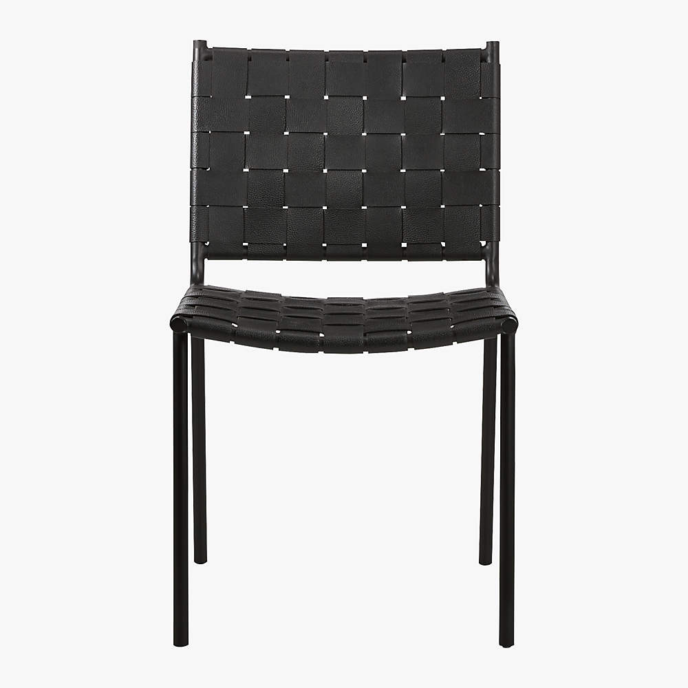 Woven Black Leather Dining Chair + Reviews | CB2 | CB2