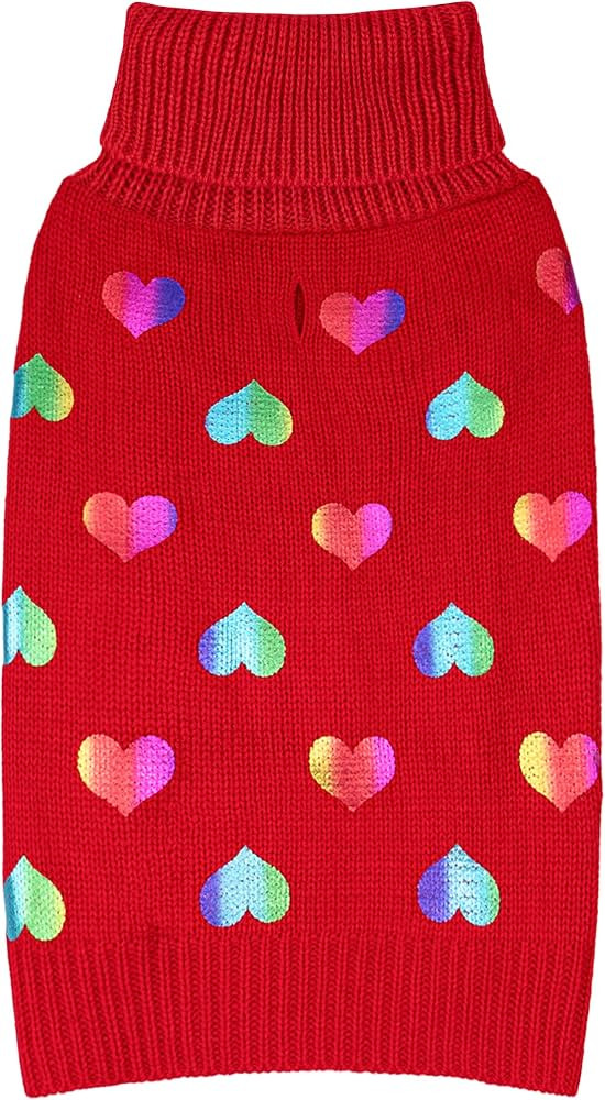 KYEESE Valentines Dog Sweater, Small Pet Sweater with Heart Sequined Printing, Soft Pet Sweaters ... | Amazon (US)
