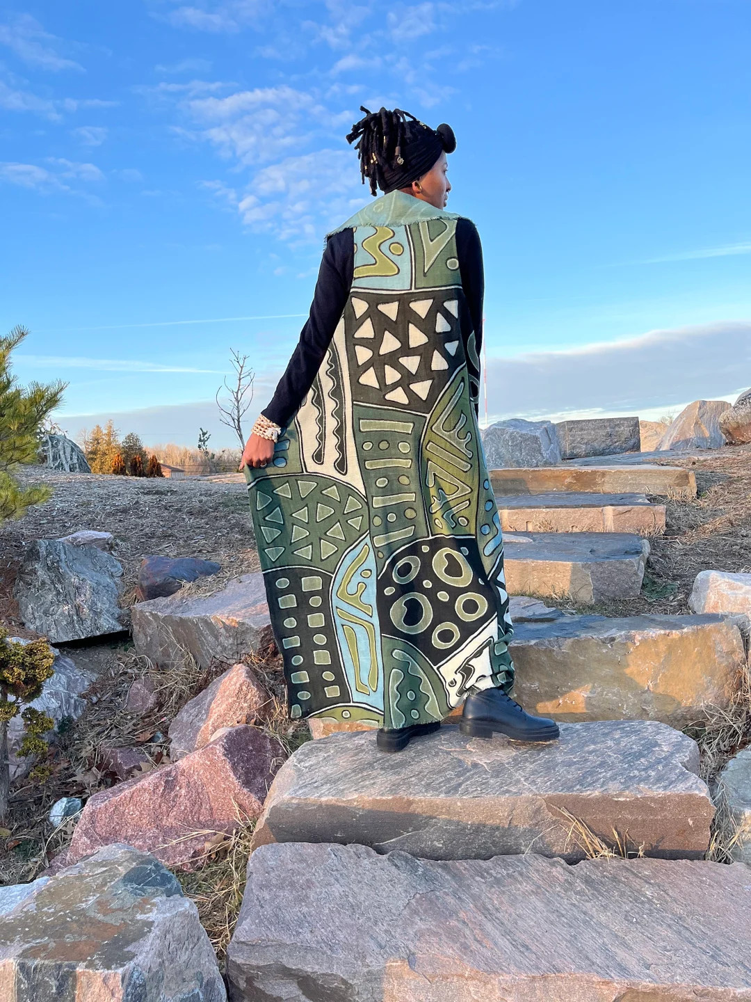 Indigo Mudcloth Duster: Hand-dyed Mali Cotton Kimono - Etsy | Etsy (US)