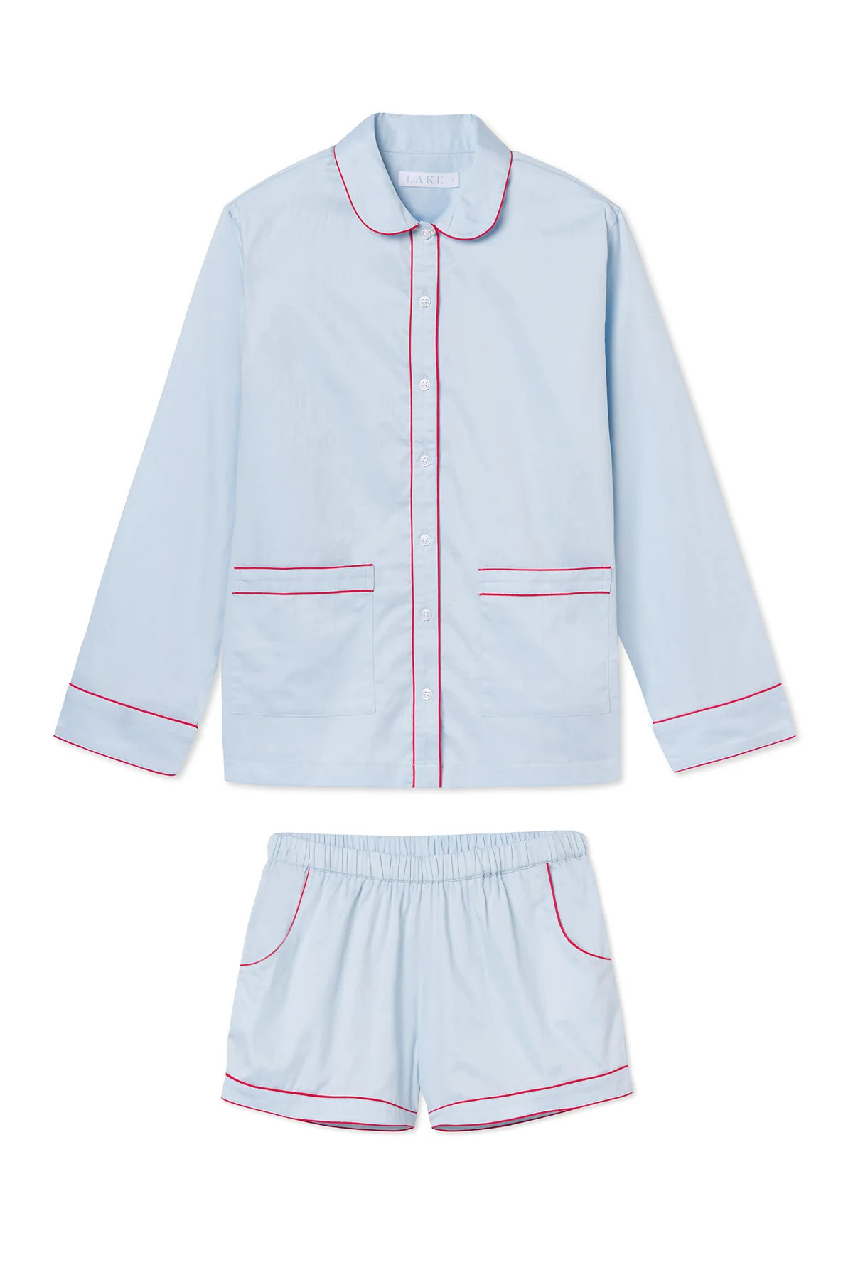 Poplin Piped Shorts Set in Americana | LAKE Pajamas