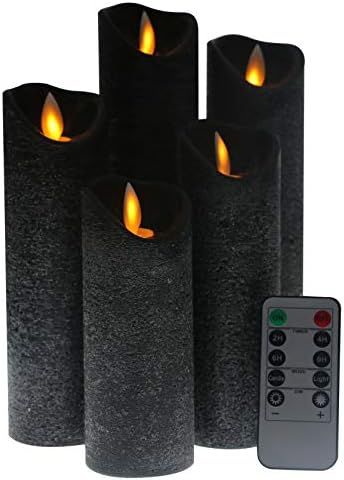 Kitch Aroma Black flameless Candles, Battery Operated LED Pillar Candles with Moving Flame Wick w... | Amazon (US)