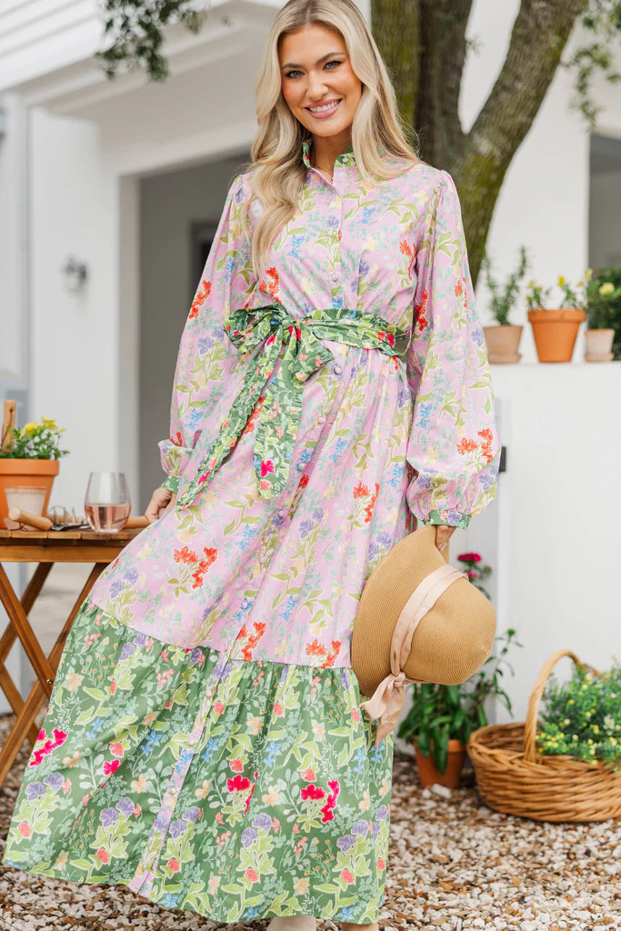 Kind of Perfect Pink Floral Midi Dress | The Mint Julep Boutique