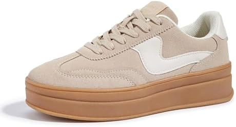 LUCKY STEP Women's Platform Fashion Sneakers Thick Sole Suede Faux Leather Classic Rubber Gum Sol... | Amazon (US)