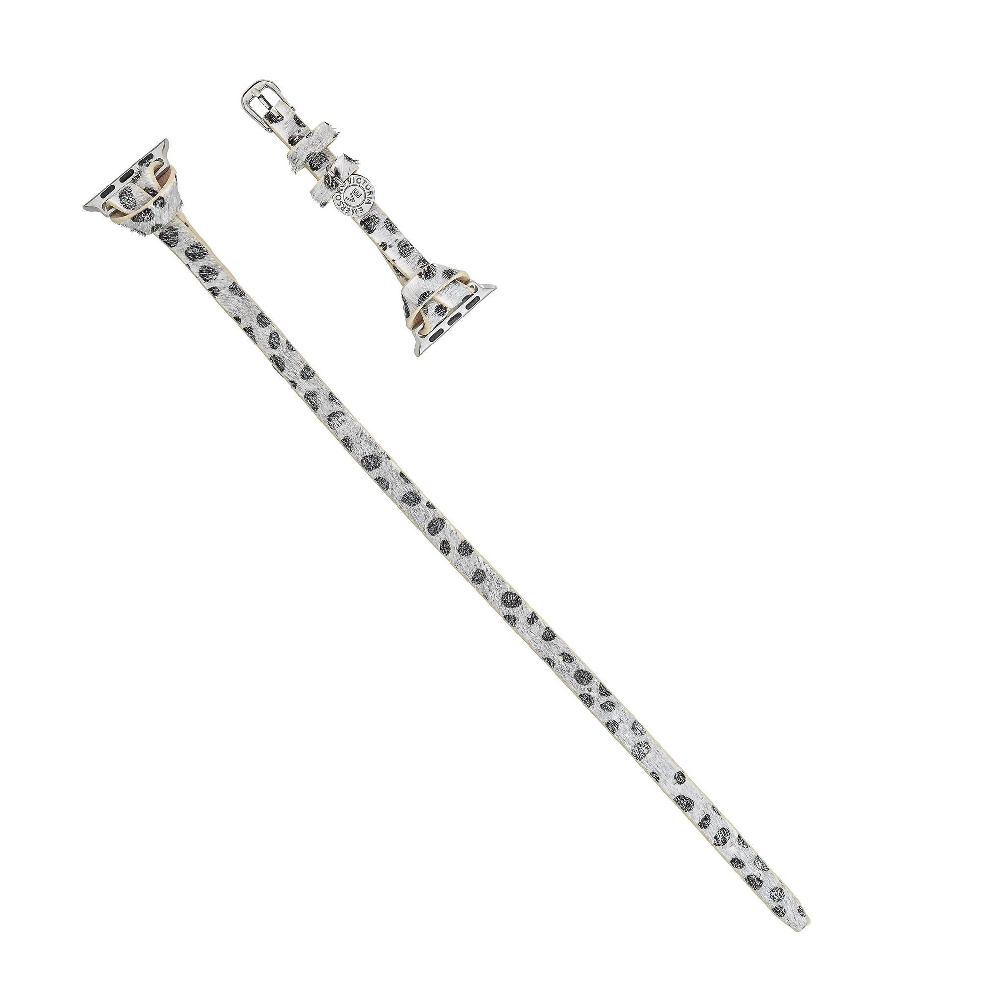 Snow Leopard Animal Print Apple Watch Strap on Silver | Victoria Emerson