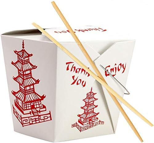 Greaseproof 32oz Chinese Take Out Box With Chopsticks. 25pk Large Food Containers With 50pk Sleev... | Amazon (US)