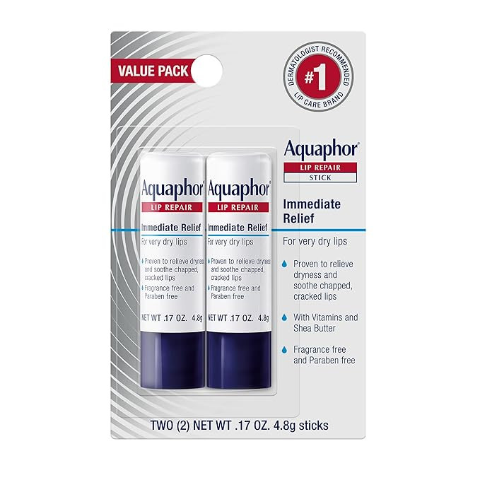 Aquaphor Lip Repair Stick, Moisturizing Lip Balm Pack, Relieves Dryness, 0.17 Oz Stick, Pack of 2 | Amazon (US)