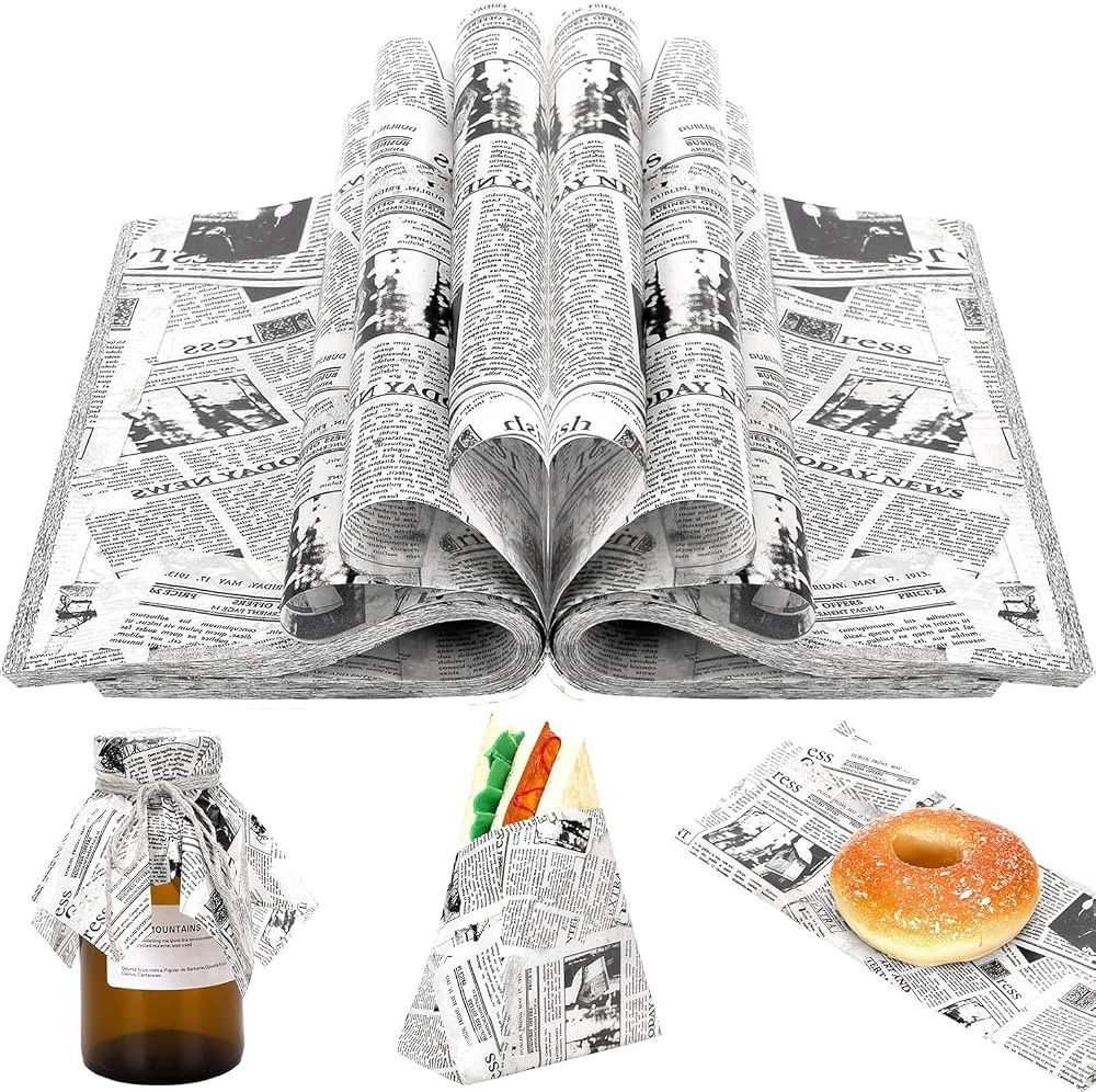 150 Sheets Newspaper Food Wax Paper, 9.8x8.3in Newspaper Print Grease Proof Sandwich Food Grease ... | Amazon (US)