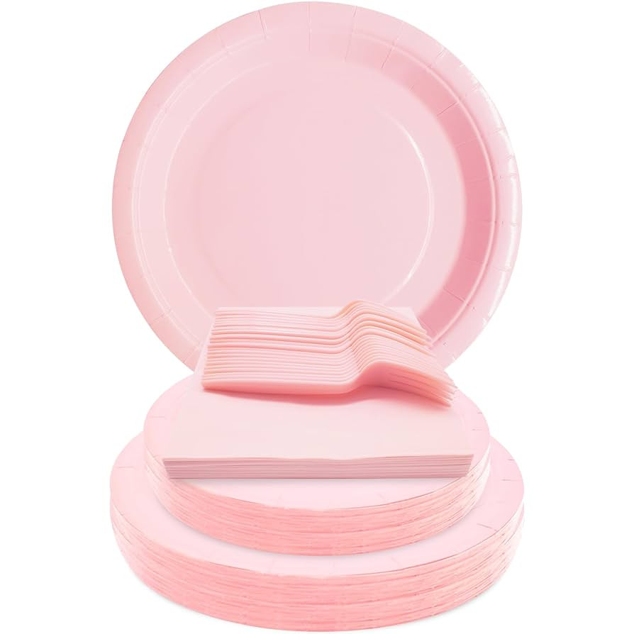 Pink Party Supplies Set Include Pink Birthday Paper Plates and Napkins for Party Women(Severs 25 ... | Amazon (US)