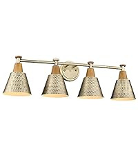 FEMILA Vanity Lights, 4-Lights Bathroom Light Fixtures Over Mirror, Antique Brass Wall Sconces Lamp  | Amazon (US)