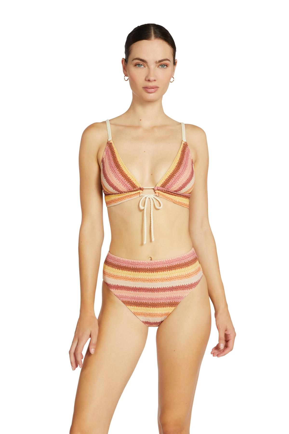Lyra Striped Over The Shoulder Bikini Top | Everything But Water