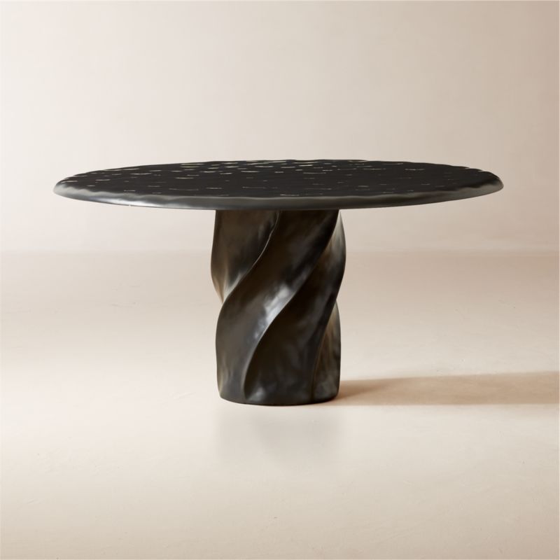Lucia Round Black Resin Dining Table | CB2 | CB2