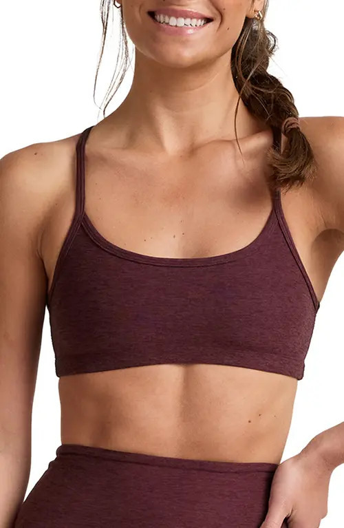 Beyond Yoga Space Dye Slim Racerback Sports Bra in Midnight Burgundy Heather at Nordstrom, Size Large | Nordstrom