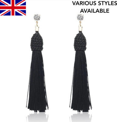 Tassel Fringe Earrings Dangle Drop Long Stud Fashion Jewellery Boho Knotted Stud | eBay US