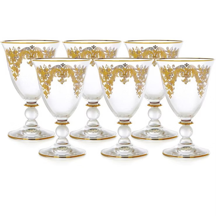 Classic Touch Set of 6 Water Glasses with 24k Gold Artwork | Target