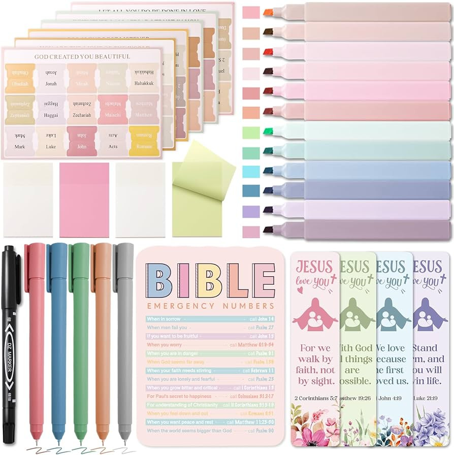 XKDOUS Bible Study Supplies Journaling Kit, Morandi Colored Bible Study Kit Journaling Supplies w... | Amazon (US)
