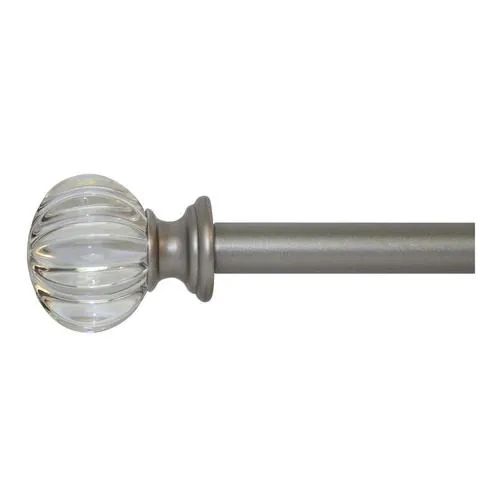 Style Selections Glass Ball 48-in To 84-in Pewter Steel Single Curtain Rod | Lowe's