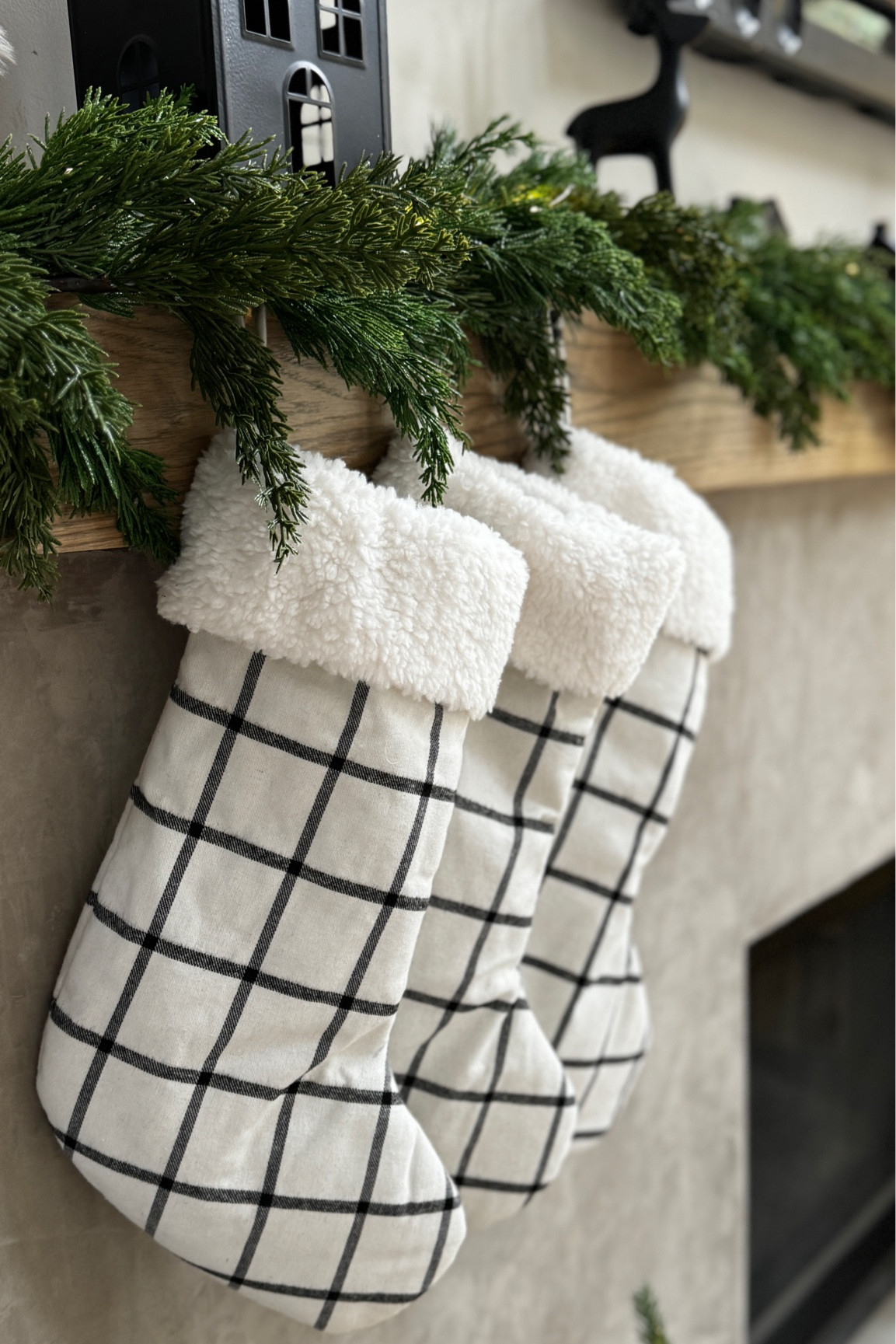 Black and white minimalist Christmas stocking 
Black and white plaid stocking 

#LTKHoliday