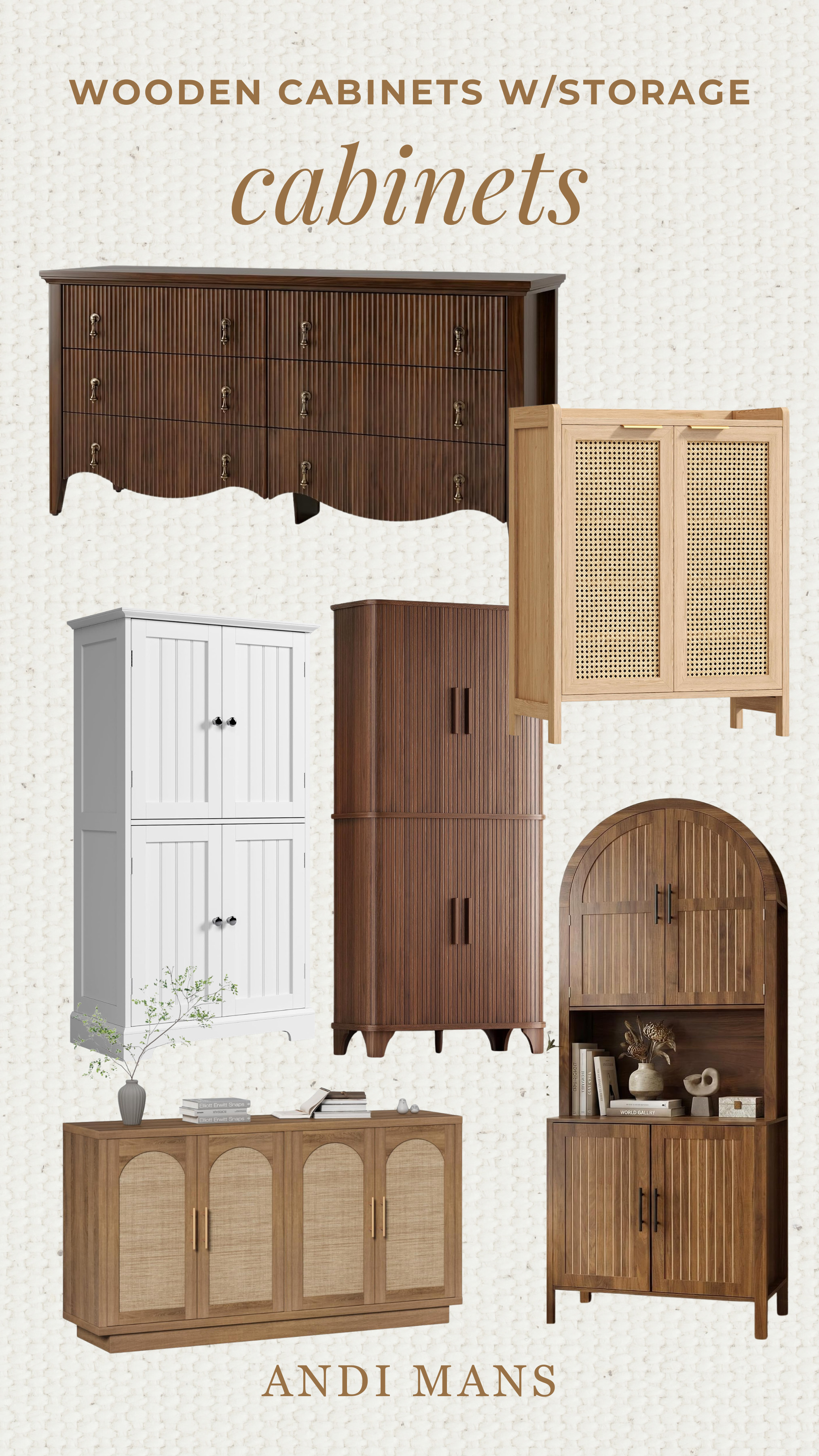 Wooden storage cabinets are pretty and practical, and they instantly make any room feel more pulled together. These wood cabinets with doors, shelves, and drawers come in warm oak, walnut, and natural finishes, with fluted and cane details that look so custom. Use one as an accent cabinet in the living room, a sideboard buffet in the dining room, a TV console, an entryway cabinet, or extra bathroom storage. They hide the everyday clutter while adding warmth and texture to your space. Perfect for organic modern, modern farmhouse, and mid century homes, and such an easy fall home refresh. #storagecabinet #woodcabinet #accentcabinet #sideboard #flutedfurniture #homeorganization #organicmodern #homedecor #amazonhome #amazonfinds  

 #LTKOver40 #LTKHome #LTKSaleAlert