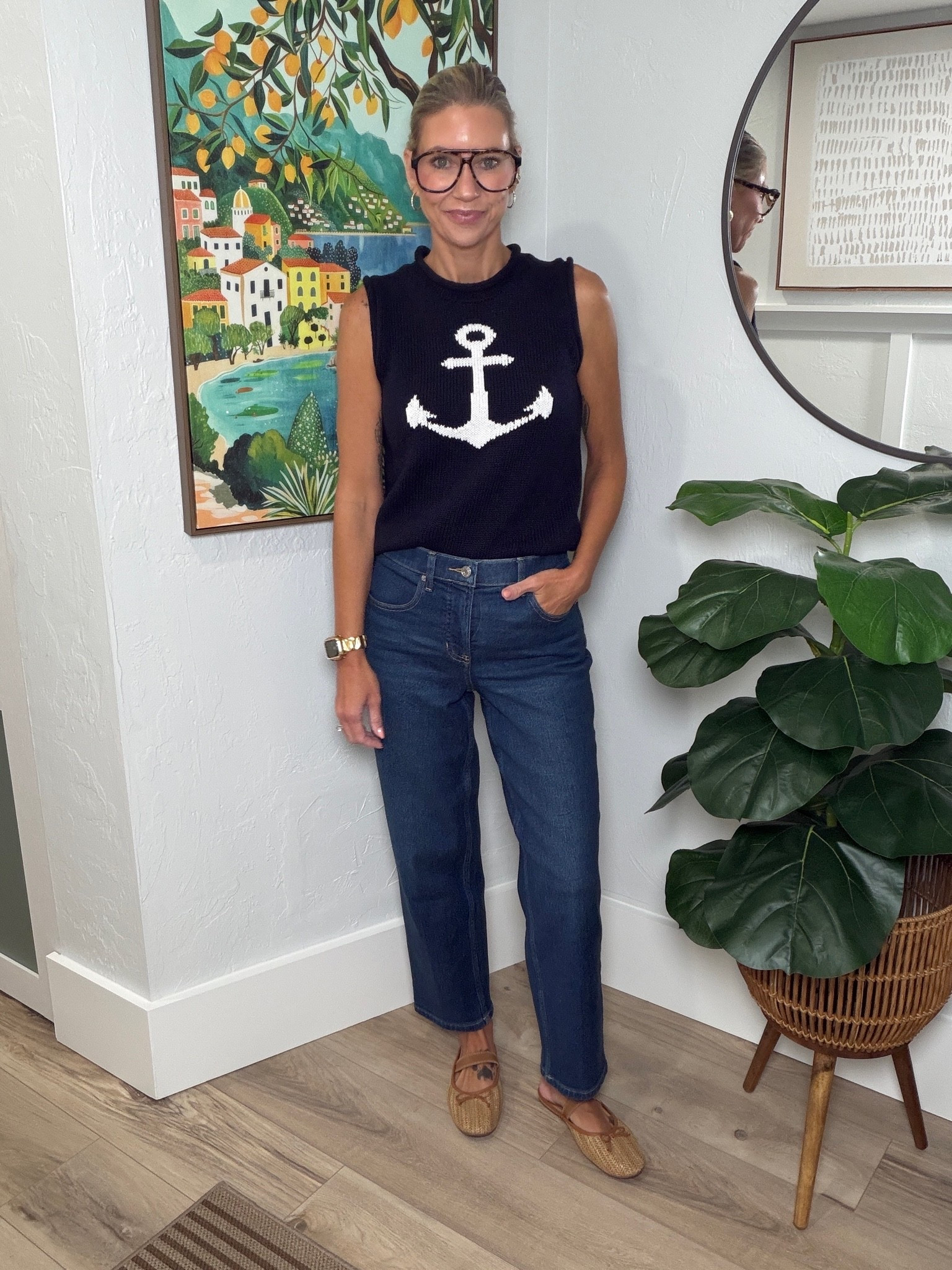 This is such a good Summer Outfit!

My sweater tank is from Walmart Free Assembly and I’m wearing an  XS. It does run large. 
My jeans are the 90’s straight leg jeans from Spanx. I love the smoothing panel and stretch! I’m wearing a Small Petite. 
My flats are from Target and fit tts.

#LTKootd #LTKgrwm