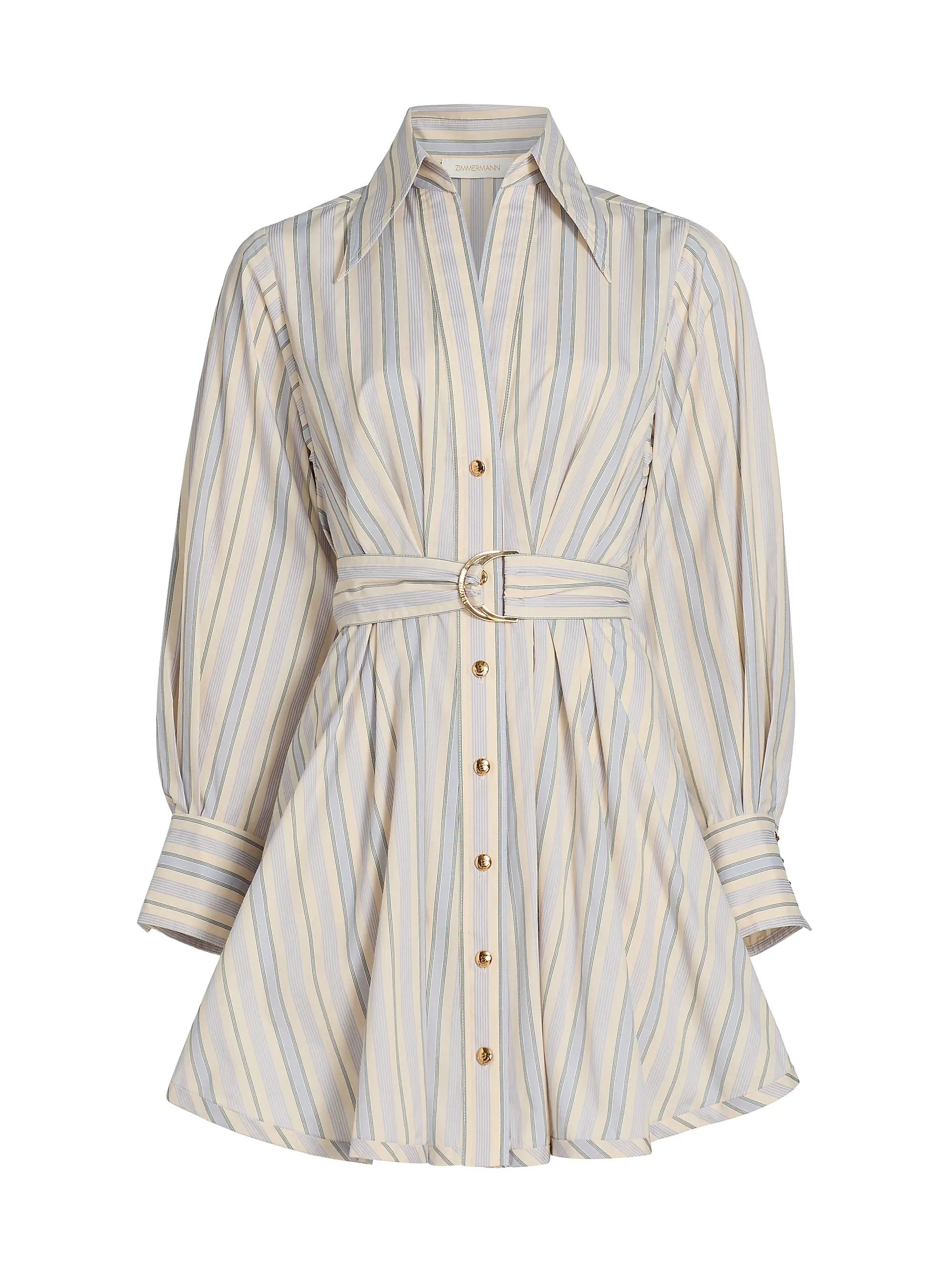 Striped Tuck Mini-Shirtdress | Saks Fifth Avenue